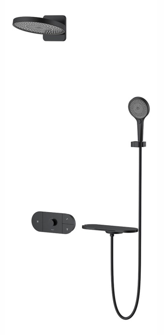 Душевой комплект Vincea Groove с термостатом черный матовый VSFW-2F12TMB - 0