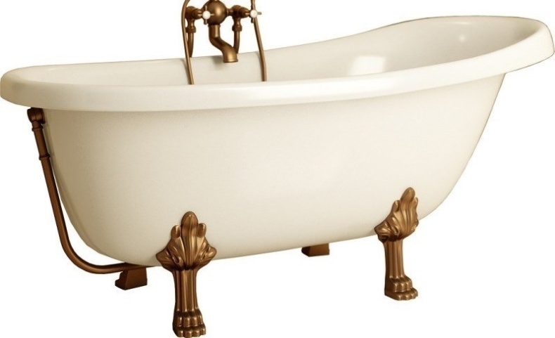 Ванна из искусственного камня Фэма Салерно белая, ножки бронза САЛЕРНО-BR - 1