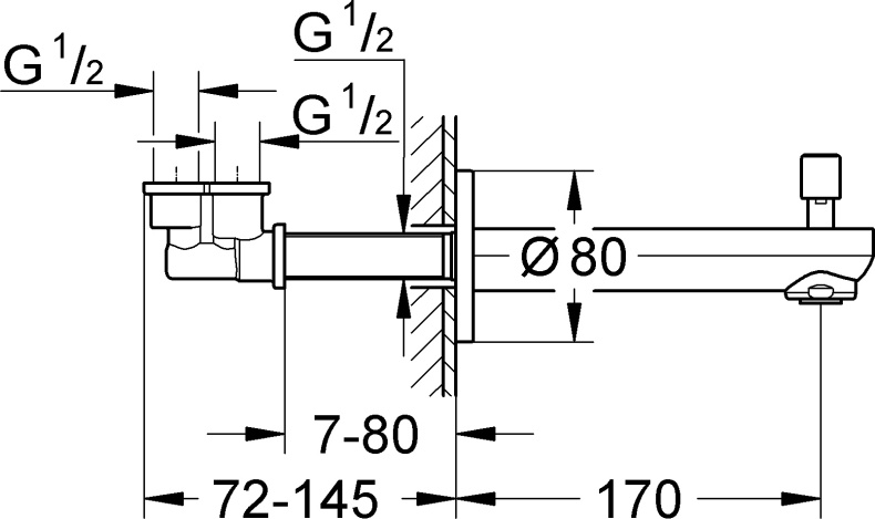 Излив Grohe Eurosmart Cosmopolitan 13262000 для ванны с душем - 1