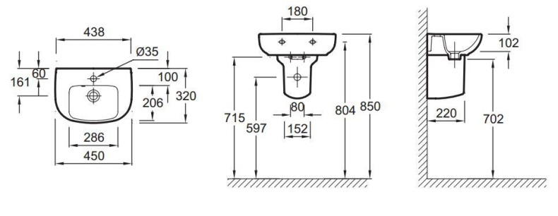 Рукомойник Jacob Delafon Odeon Up E4760 45 см E4760-00 - 1