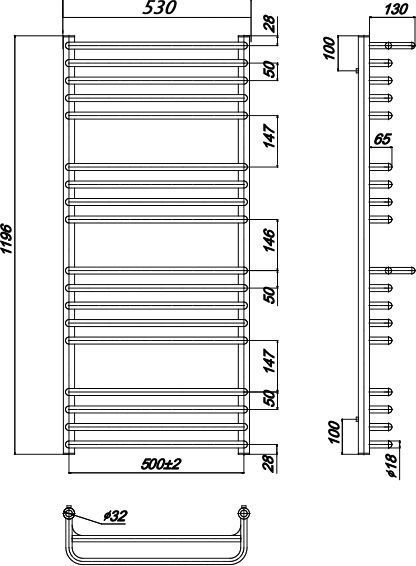 Полотенцесушитель Водяной Optima 500 x 1200_W X04000083687 - 2