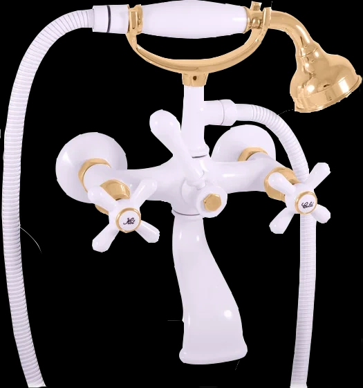 Смеситель для ванны с душем Rav Slezak Morava retro белый - золото MK159.5/2BZ - 0