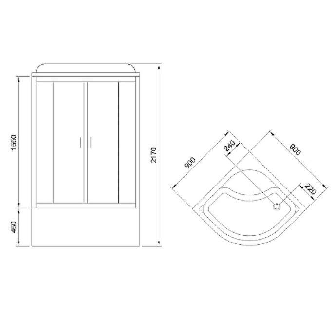 Душевая кабина Royal Bath 90х90 хром стекло матовое с гидромассажем RB90BK2-M-CH-EL - 1