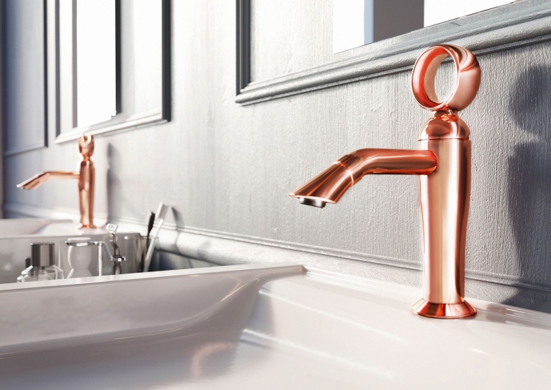 Смеситель Webert Opera OA830102980 розовое золото, для раковины - 1