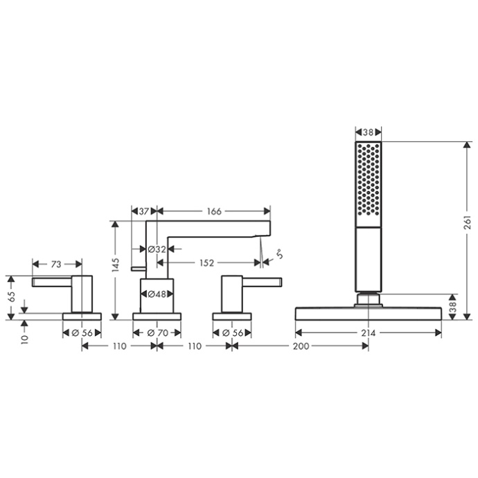 Смеситель на борт ванны Hansgrohe Finoris белый матовый 76444700 - 1