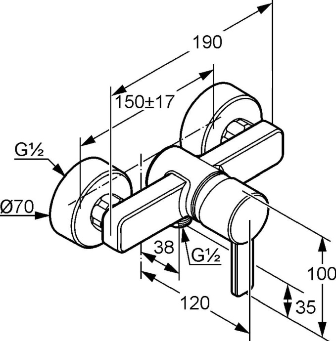 Смеситель для душа Kludi Zenta хром  388700575 - 3