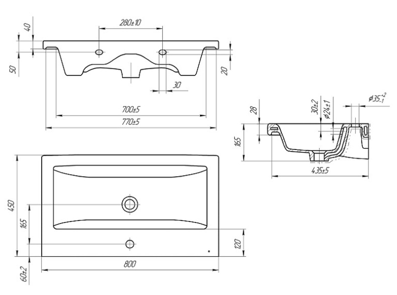 Раковина мебельная Style Line Como 80 белый ЛС-00000156 - 5