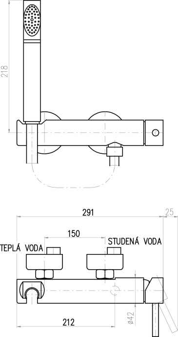 Смеситель для душа Rav Slezak Seina хром  SE980.5/2 - 1