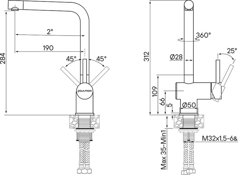 Смеситель для кухни Paulmark Spring темный хром Sp212067-GM - 1