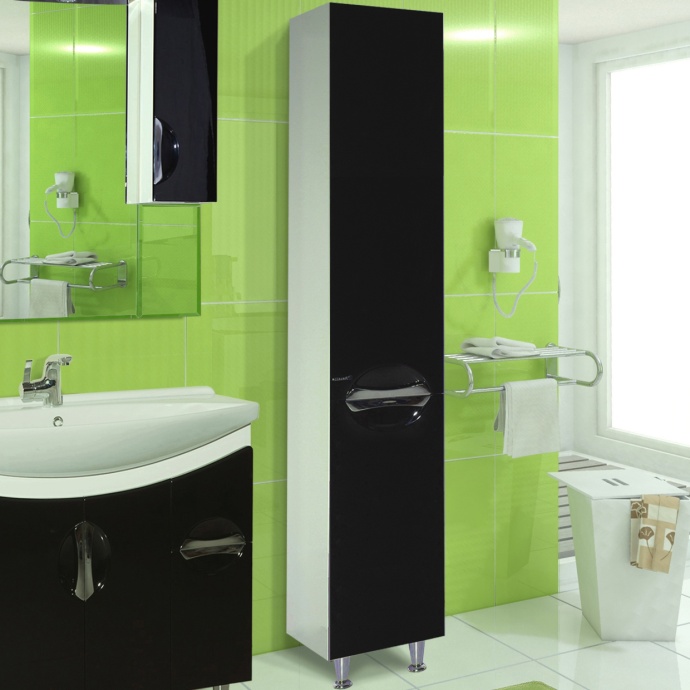 Шкаф-пенал Bellezza Лагуна 35 с бельевой корзиной R черный 4622107081049 - 0