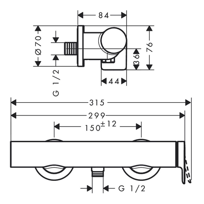 Смеситель для душа Hansgrohe Vivenis матовый черный 75620670 - 1