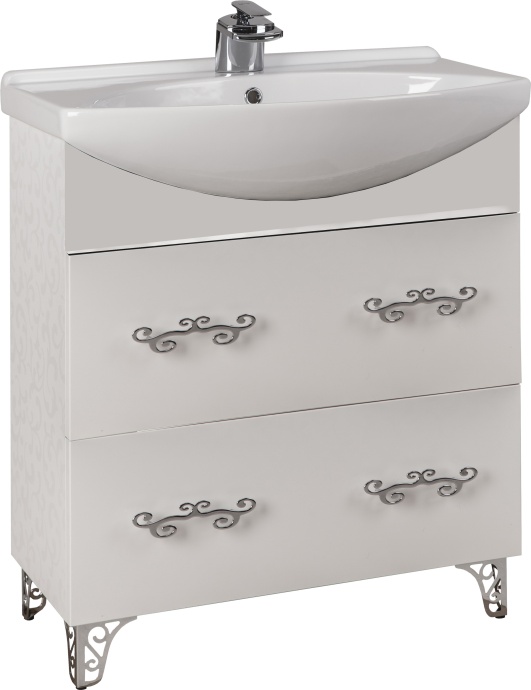 Тумба с раковиной Bellezza Маргарита 75 белая - 0