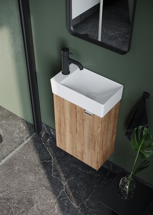 Тумба под раковину подвесная левая Sancos Mini 37 светлое дерево MN35EGL - 2