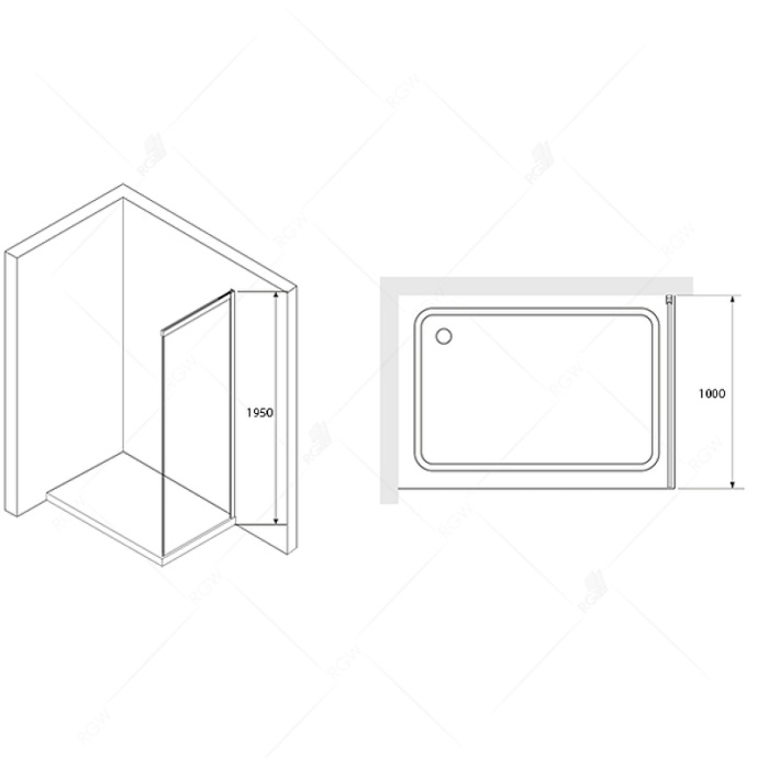 Душевая стенка RGW Z-22 100х195 профиль хром стекло прозрачное 34222210-11 - 2