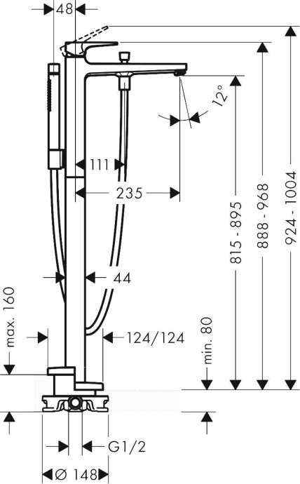 Смеситель Hansgrohe Metropol 32532140 напольный - 1