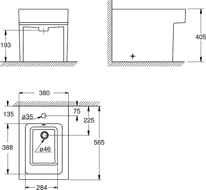 Биде напольное Grohe Cube Ceramic 3948700H - 1