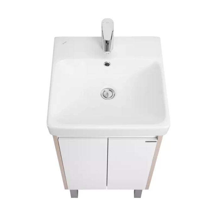 Тумба с раковиной Aquaton Сканди Doors 45 белый - светлое дерево 1A2787K0SDB20 - 2