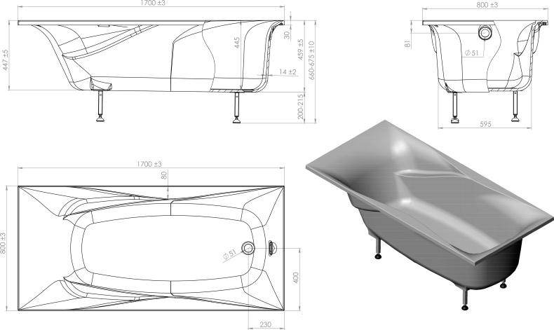 Ванна из искусственного камня Астра-Форм Вега Люкс 170x80 01010003 - 6