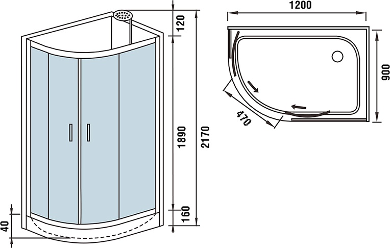 Душевая кабина Weltwasser WW500 Werra 1201 R 120х90 хром  10000003328 - 10