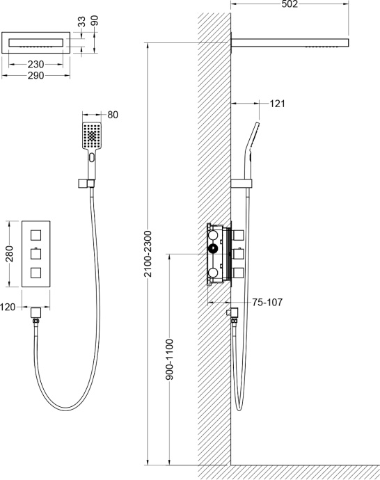 Душевой комплект Timo Petruma SX-5039/03SM черный - 1