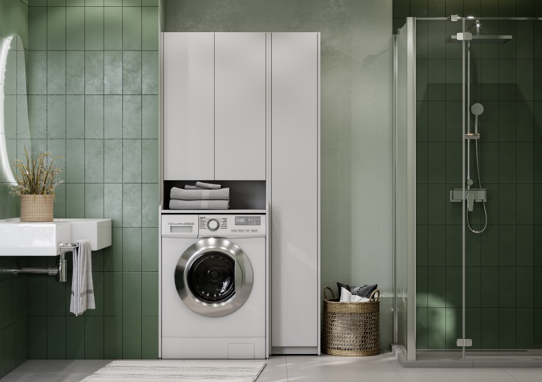 Шкаф-пенал Aquaton Лондри 30 белый глянец 1A260603LH010 - 5