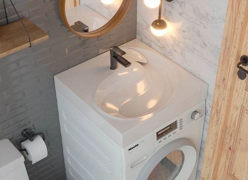 Раковина Stella Polar Бьянка 60 на стиральную машину белый SP-00000797 - 2