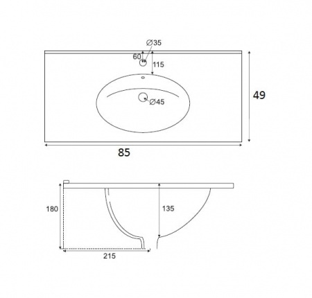 Мебельная раковина Cezares Star 95 белый  LI95 - 1