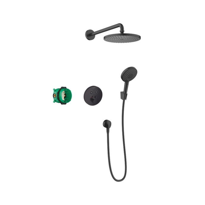 27959670 HG Set 8 в 1 (27623670+27413670+26530670+15743670+01800180+28331670+27454670+28272670) душевой комплект, матовый черный - 0