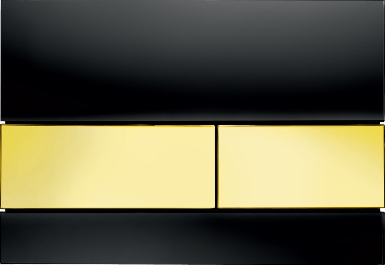 Кнопка смыва TECE Square 9240808 черное стекло, кнопка золото - 0