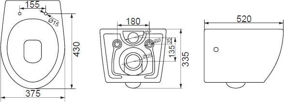 Комплект унитаза с инсталляцией BelBagno Prospero с сиденьем микролифт и кнопкой смыва белый глянцевый BB507B/BB1055SC/BB002-80/BB005-PR-CHROME - 8