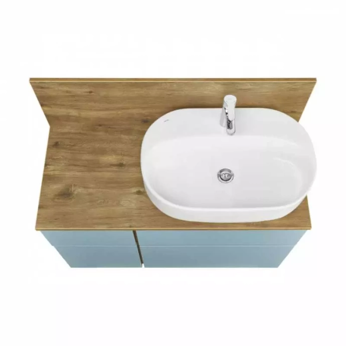 Тумба с раковиной Одри 62 и столешницей Aquaton Мишель 100 голубой-светлое дерево 1A2569K1MIDR0 - 1
