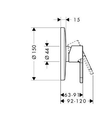 Смеситель для душа Hansgrohe  сатиновый хром  14665880 - 1