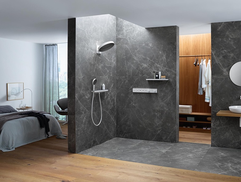 Шланговое подключение Hansgrohe Rainfinity Porter 500 26843700 с полкой и держателем - 2