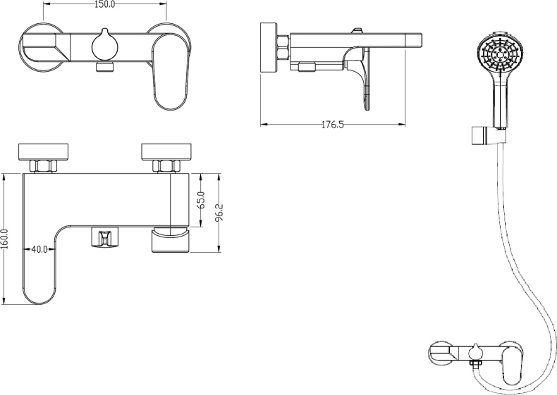 Смеситель Boheme Spectre 453-BR для ванны с душем, бронза - 1