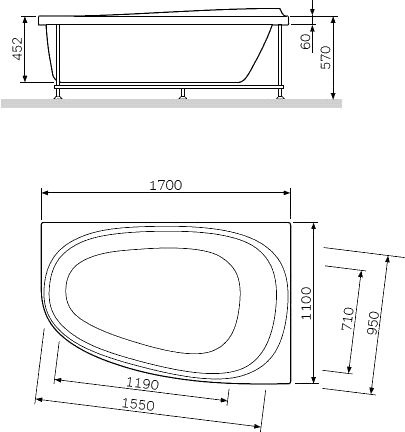 Акриловая ванна Am.pm Like 170x110 см  W80A-170R110W-A - 1