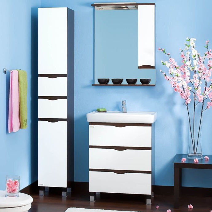 Зеркало-шкаф Бриклаер Токио 70 R венге, белый глянец 4627125411588 - 1