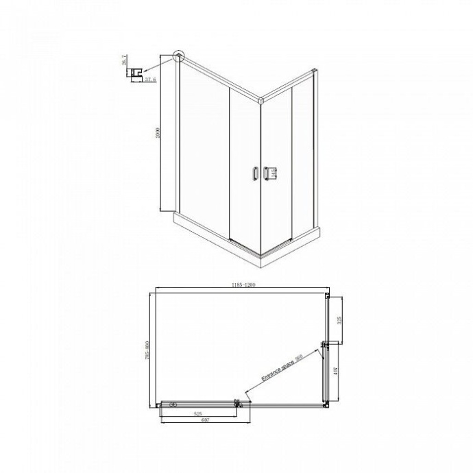 Душевой уголок Ambassador Queen 11011205LBlack 120x80 - 5