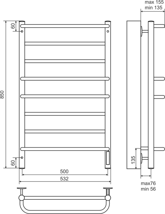 Электрический полотенцесушитель Terminus Евромикс П8 500x850 Хром 4630080268432 - 4