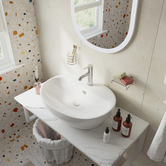 Мебель для ванной DIWO Элиста 100 белый мрамор, с раковиной Самара 0116 555941 - 1