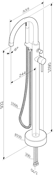 Смеситель AM.PM Sense F7514100 для ванны с душем, напольный - 8