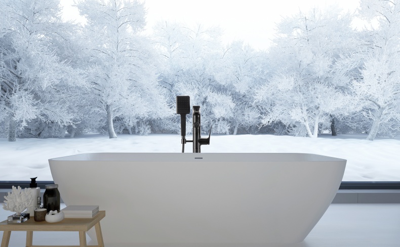 Смеситель Lemark Bronx напольный, для ванны с душем, черный LM3744BL - 1