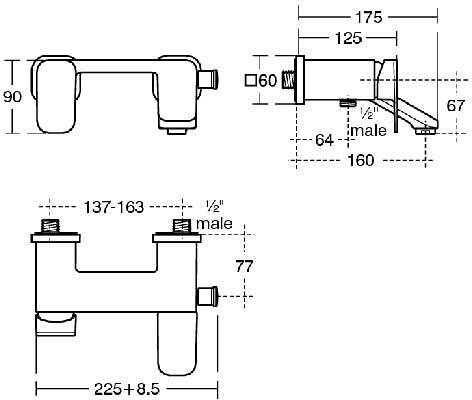 Смеситель для ванны с душем Ideal Standard Tonic II хром A6338AA - 1