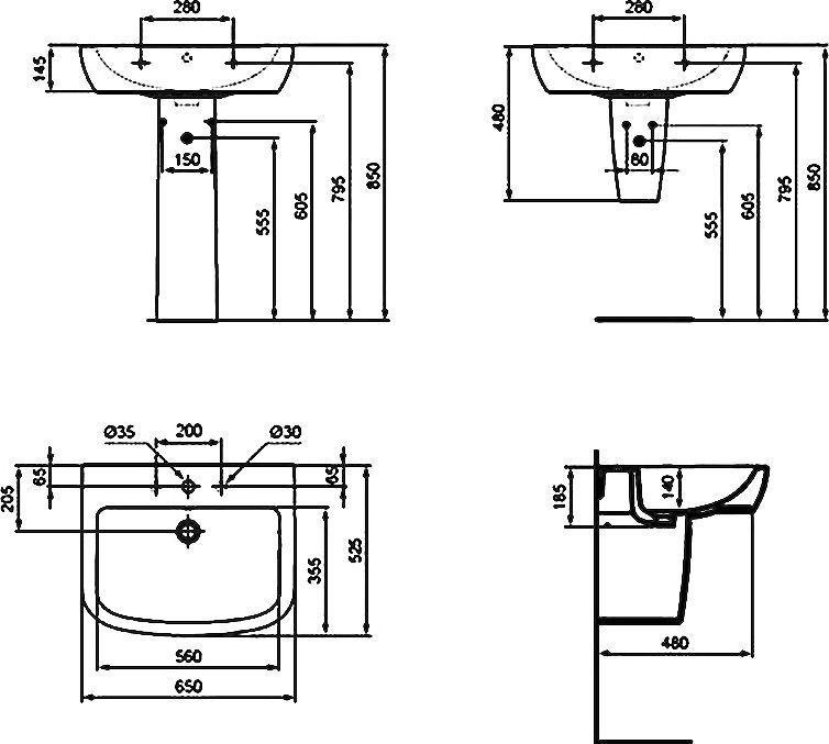 Раковина подвесная Ideal Standard Tempo 65 белый T056301 - 10
