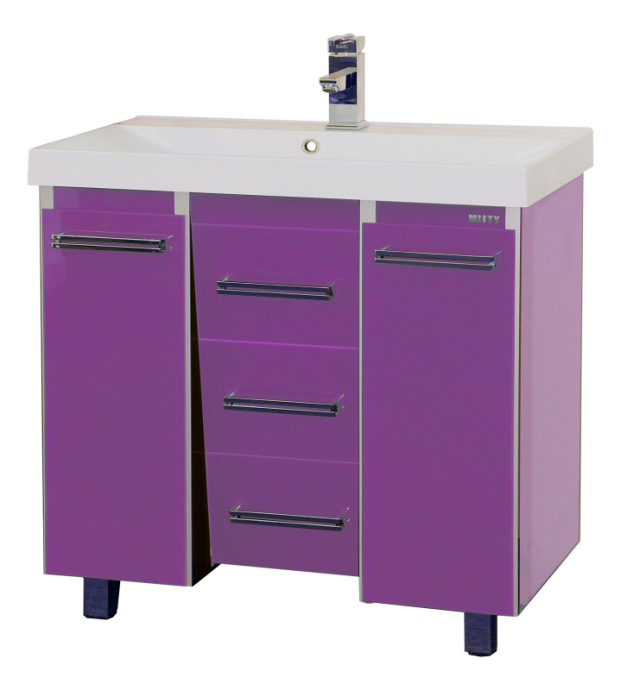 Джулия QVATRO -105 Тумба с 3 ящ. конус сиреневая Л-Джк01105-1510Ко3 - 0