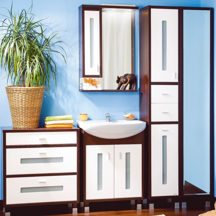 Мебель для ванной Бриклаер Бали 60 венге, белый глянец - 0
