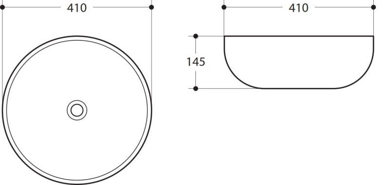 Раковина керамическая накладная AM-109-MB, цвет чёрный матовый, 410х410х145 - 1
