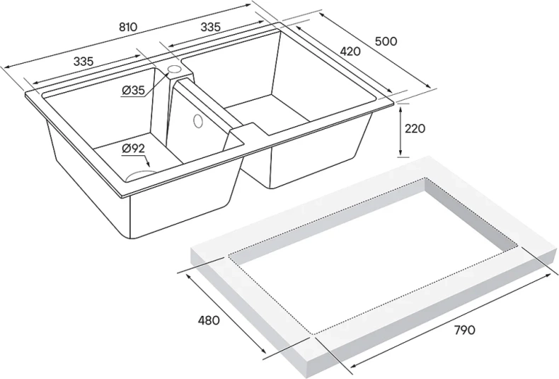 Мойка кухонная Paulmark Zwilling 81 серый матовый PM238150-GR - 3