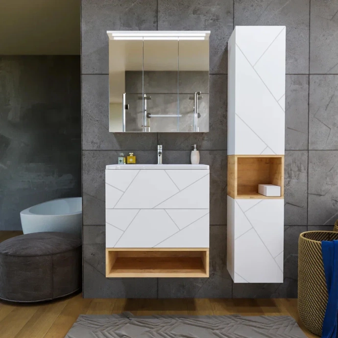 Тумба под раковину Бриклаер Кристалл 70 белая матовая  4627125415951 - 2