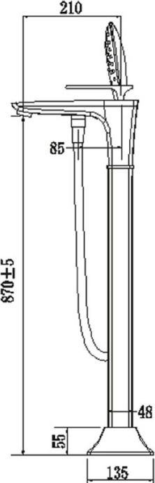 Смеситель напольный для ванны с душем Timo Helmi 4000/00-16Y-CR хром-белый - 3
