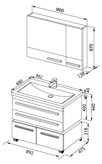 Тумба Aquanet Нота 90 подкатная венге 00170748 - 32